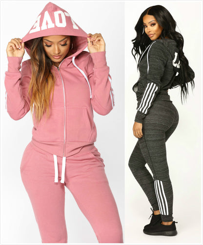 Pant Tops 2Pcs Set Women Ladies Tracksuit Crop Hoodies Sweatshirt Pants Sets Leisure Wear Casual Suit