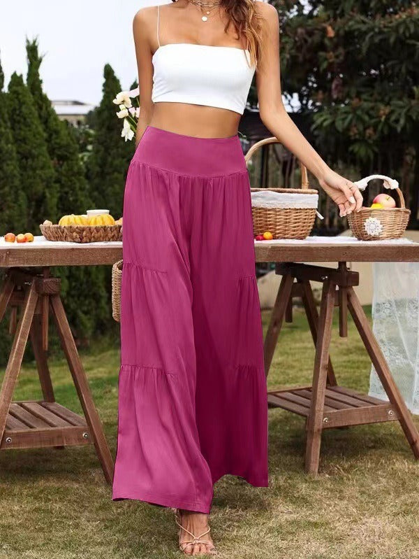 Summer Leisure Wide Leg Cotton and Hemp Explosion High Waist Loose Pants Women&