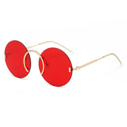 Punk style sunglasses glasses European and American round frame rimless sunglasses