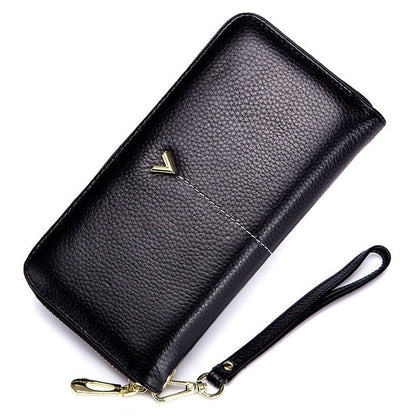 Luxury Brand Long Women Wallet with Interior Moblie Female Large Purse Woman Genuine Leather Card Holder Ladies Coin Red