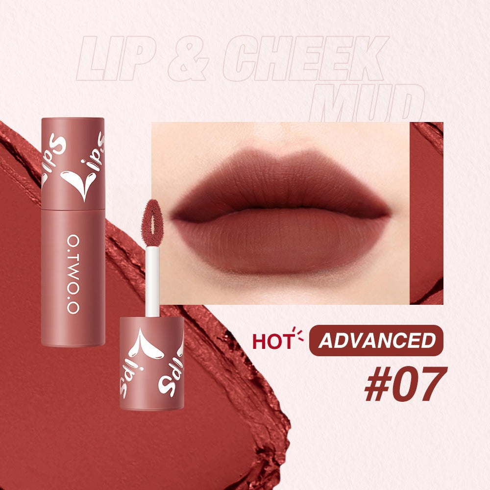 O. TWO. O Lip Clay Matte Face Lip And Cheek Dual-Use Powder Blusher Lipstick Air Lip Glaze Does Not Stick To Cup Lip Color 9144