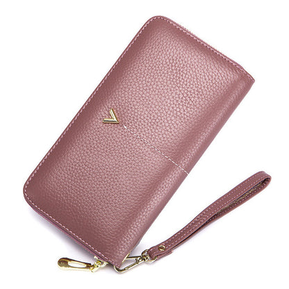 Luxury Brand Long Women Wallet with Interior Moblie Female Large Purse Woman Genuine Leather Card Holder Ladies Coin Red