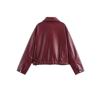 Solid Leather Jackets Elegant Luxury Women&