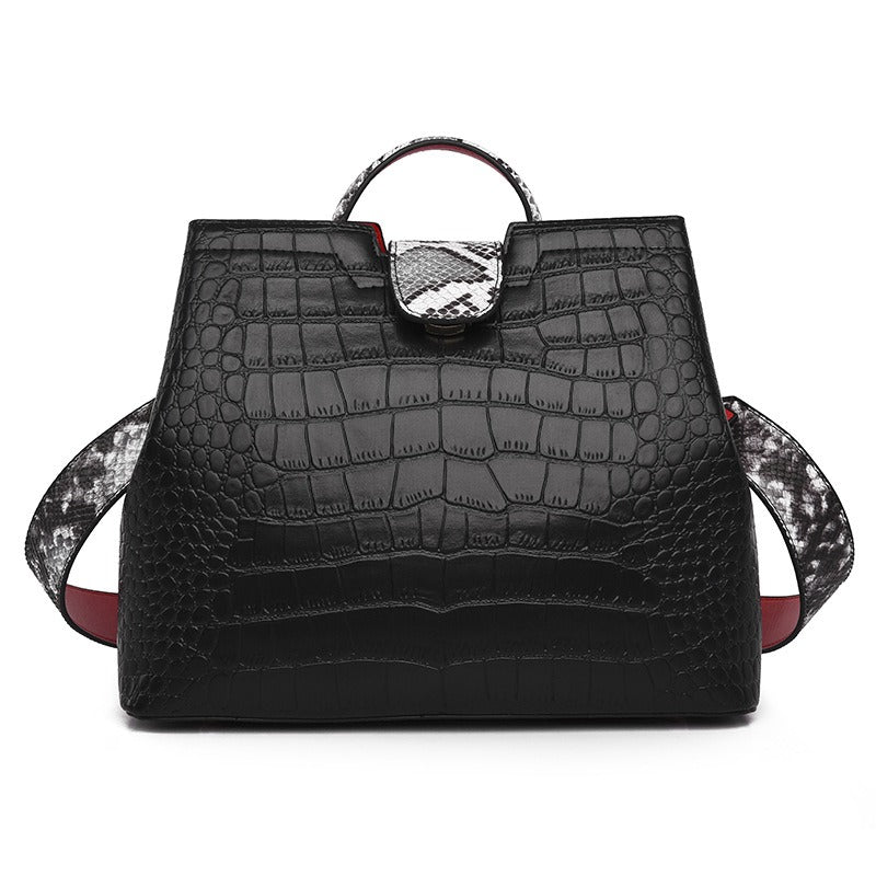 Fashion foreign trade women bag texture crocodile pattern ladies handbag large capacity