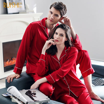 couple matching silk pijamas home clothing for man and women