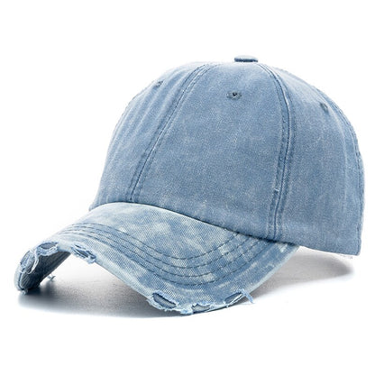 New Unisex Washed Cotton Cap High Quality Denim Plain Baseball Cap Men Women Adjustable Casual Outdoor Streetwear Fashion Hat