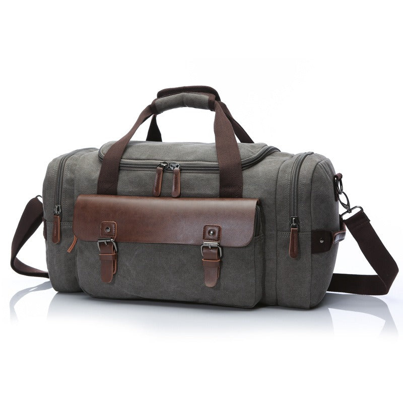 Large Capacity Vintage Luggage Casual Tote Bags Travel Bag Pu Leather Canvas Duffle Bag