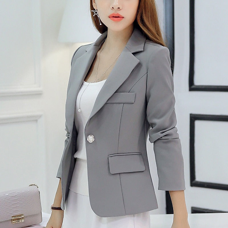 Slim fit jacket, solid color slimming Korean version small suit for women