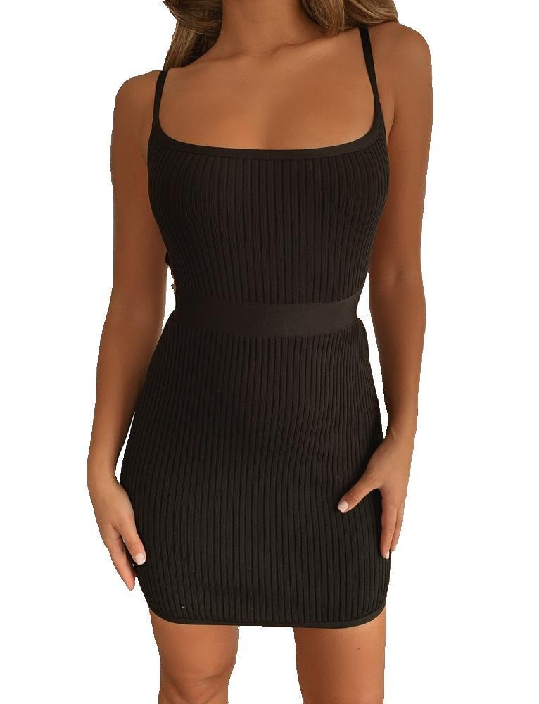 Sexy camisole hollow bandage waist cinching dress