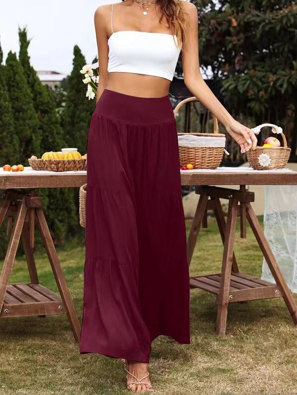 Summer Leisure Wide Leg Cotton and Hemp Explosion High Waist Loose Pants Women&