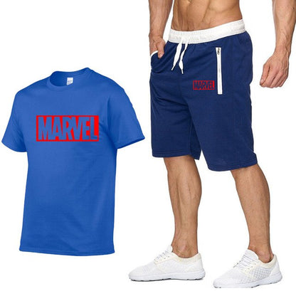 Cotton T Shirts+Shorts Men Sets Brand Clothing Two Pieces Tracksuit