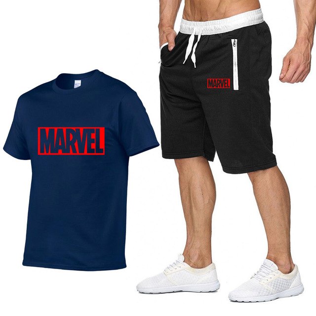 Cotton T Shirts+Shorts Men Sets Brand Clothing Two Pieces Tracksuit