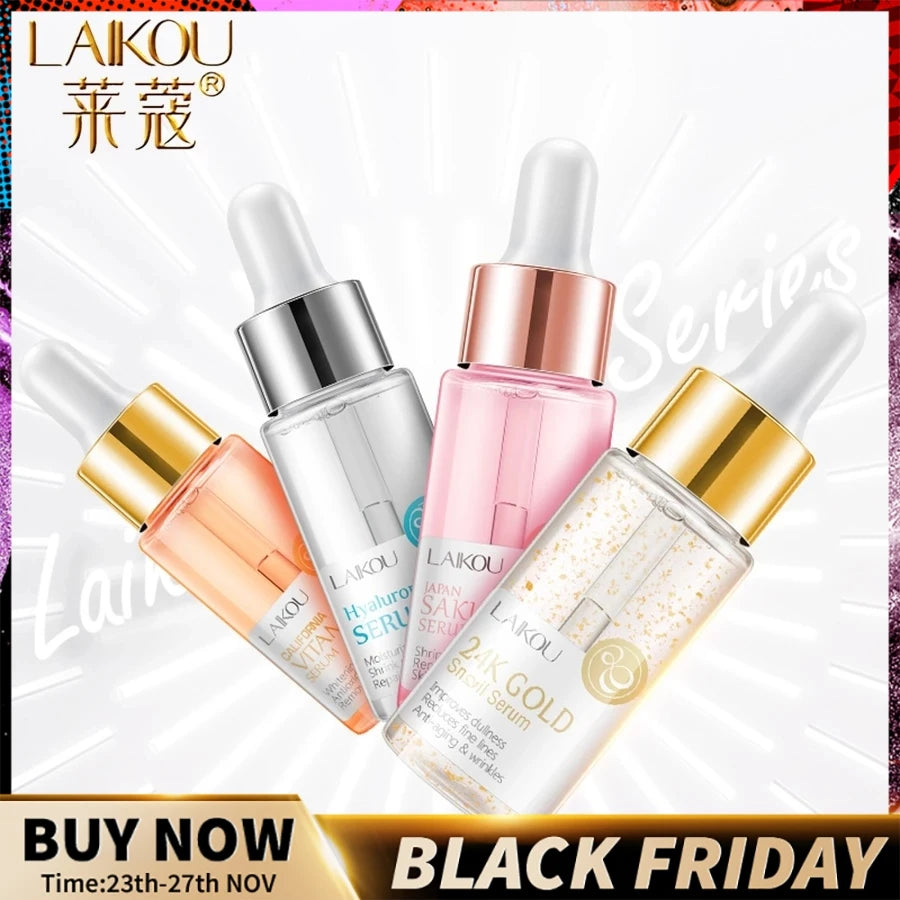 LAIKOU Serum Japan Sakura Essence Anti-Aging Hyaluronic Acid Pure 24K Gold Whitening Vitamin C The Ordinary Skin Care Face Serum