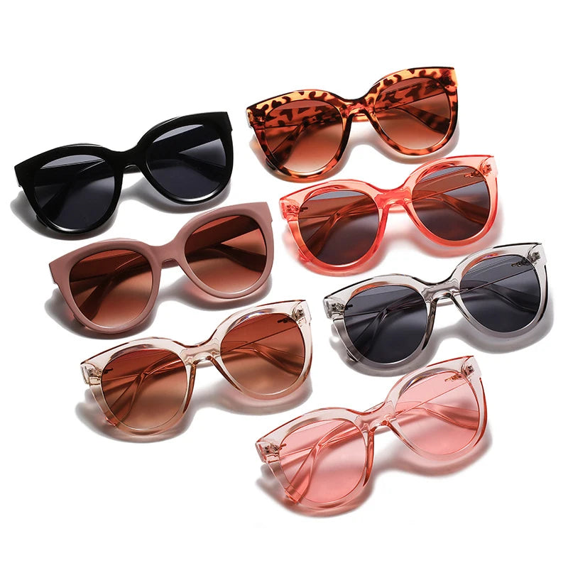 Fashion Pink Rivet Round Women Sunglasses Gradient Lens Eyewear Shade Retro 90s Square Decor Acrylic Men Sun Glasses UV400