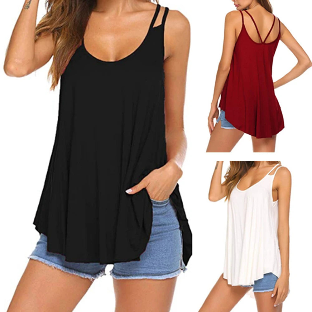 Spaghetti Strap Vest Camisole Loose Backless Tank Top Women Vest