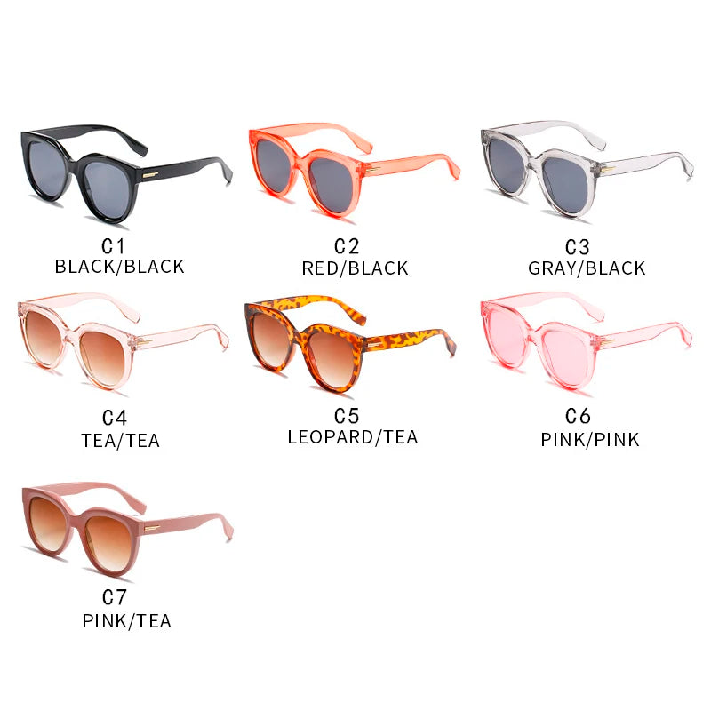 Fashion Pink Rivet Round Women Sunglasses Gradient Lens Eyewear Shade Retro 90s Square Decor Acrylic Men Sun Glasses UV400