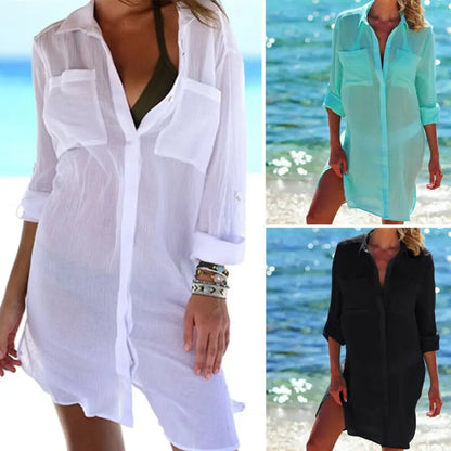 Hot Cotton Tunics for Beach Women Swimsuit Cover-ups Woman Swimwear Beach Cover up Beachwear Mini Dress Saida de Praia