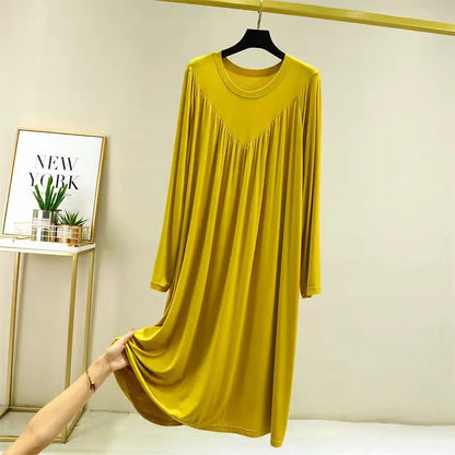 Casual Large Size Modal Cotton Nightgowns For Women Loose Long Sleeve Nightshirt Female Spring Autumn Summer Home Dresses