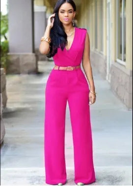 Dropshipping New women fashion jumpsuits Siamese pants Free Belt combinaison femme