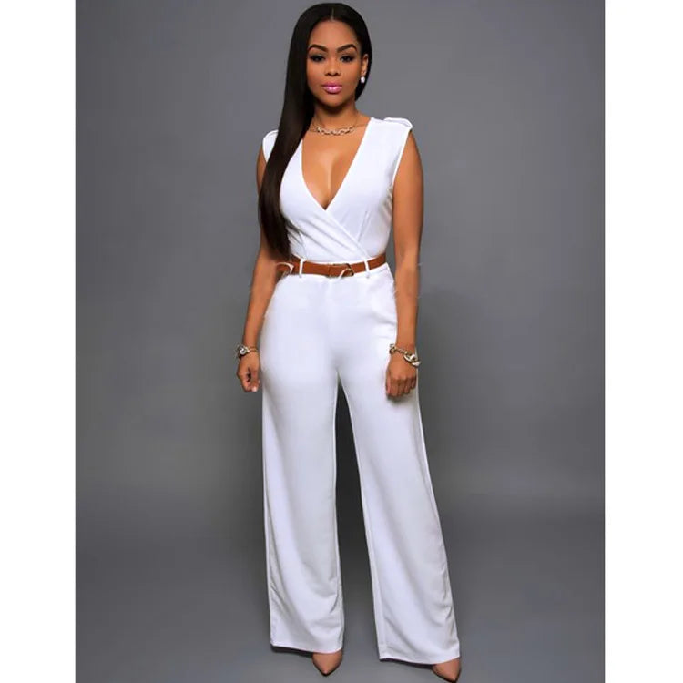 Dropshipping New women fashion jumpsuits Siamese pants Free Belt combinaison femme