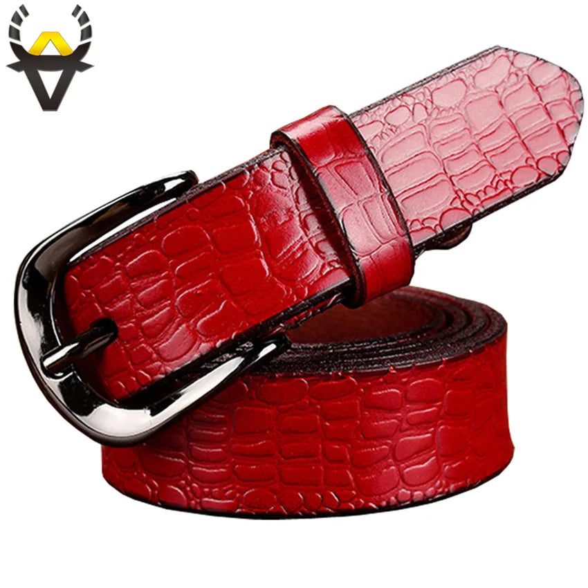 Fashion Genuine leather Belts for women Crocodile design Pin buckle belt woman Quality cow skin waist strap female width 2.8 cm