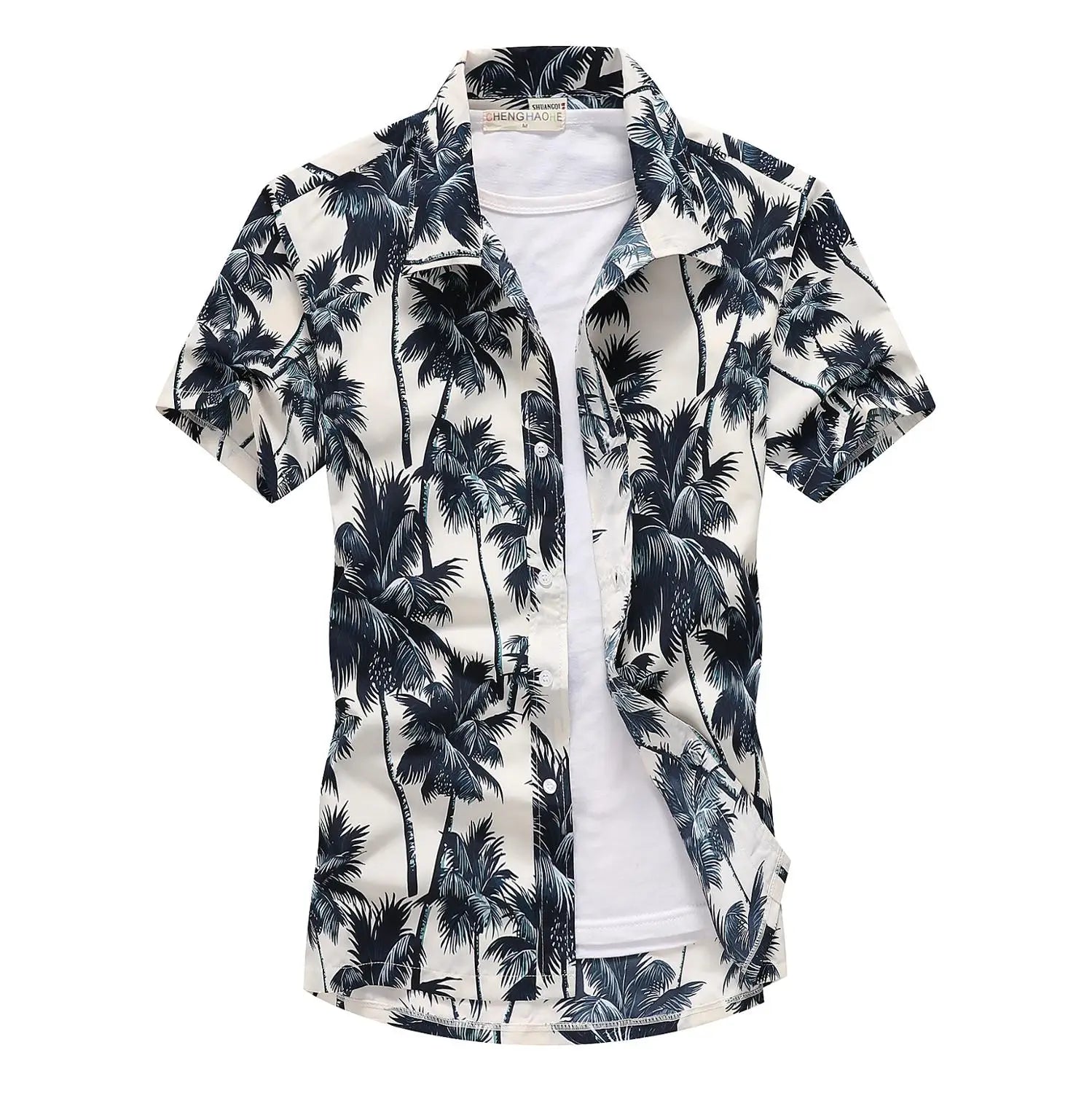 Fashion Mens Short Sleeve Hawaiian Shirt Fast drying Plus Size Asian Size M-5XL Summer Casual Floral Beach Shirts For Men