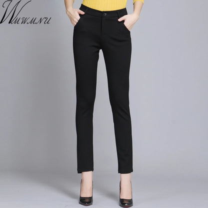 Wmwmnu Women Ankle-length Trousers Work Wear Casual Spring Black Pencil Pants Plus Size 4xl Leggings Broek Stretch Pantalones