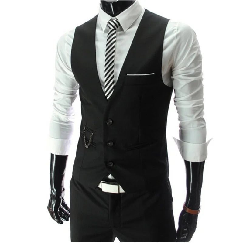 2024 New Grey Dress Vests Slim Fit Mens Suit Vest Casual Sleeveless Waistcoat Gilet Homme Formal Business Jacket Male