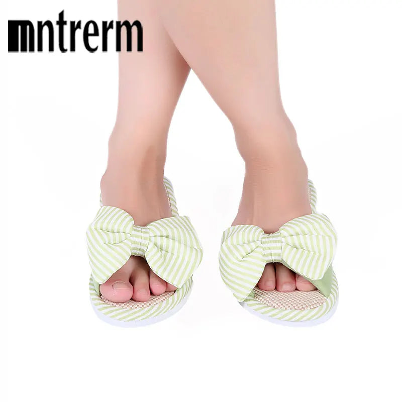 Mntrerm Hot Sale Spring And Autumn Bow House Slippers Women&