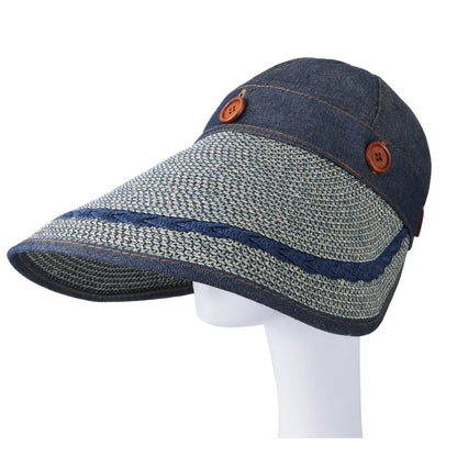 COKK Hats Women Wide Large Brim Floppy Summer Beach Sun Hat Straw Hat Button Cap Summer Hats For Women Anti-uv Visor Cap Female