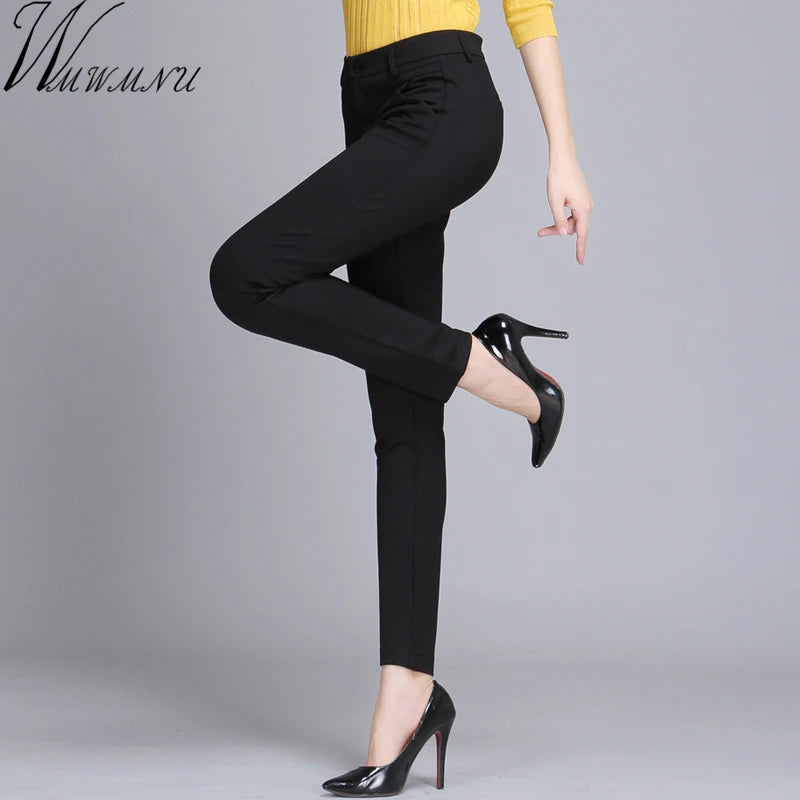 Wmwmnu Women Ankle-length Trousers Work Wear Casual Spring Black Pencil Pants Plus Size 4xl Leggings Broek Stretch Pantalones