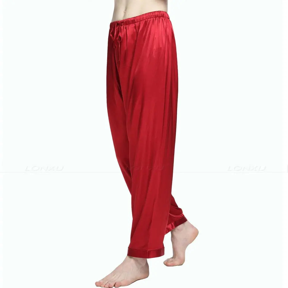 Mens Silk Satin Pajamas Pyjamas Pants Lounge Pants  Sleep Bottoms Free p&amp;p S M L XL 2XL 3XL 4XL Plus