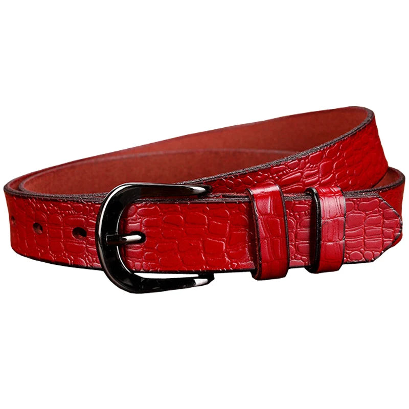 Fashion Genuine leather Belts for women Crocodile design Pin buckle belt woman Quality cow skin waist strap female width 2.8 cm