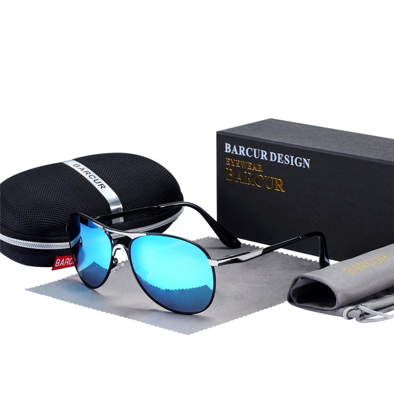 BARCUR High Quality Male Sunglasses Men Polarized Brand Design Sun Glasses Male Oculos Mens Sunglasses s8712 Brand designer