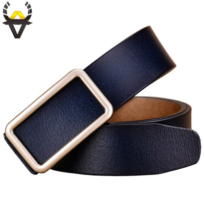 Genuine Leather Belts for Women Fashion Designer Pin Buckle Ladies Girdle Quality Second Layer Cow Skin Female Jeans Strap Blue