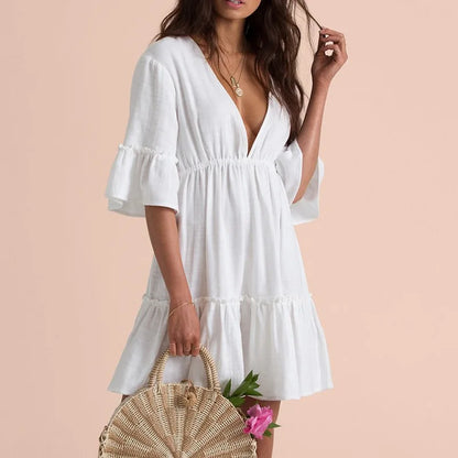 White Beach Dress Cover up Kaftans Sarong Bathing Suit Cover ups Beach Pareos Swimsuit Cover up Womens Swim Wear Beach Tunic