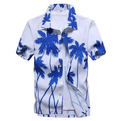 Fashion Mens Short Sleeve Hawaiian Shirt Fast drying Plus Size Asian Size M-5XL Summer Casual Floral Beach Shirts For Men