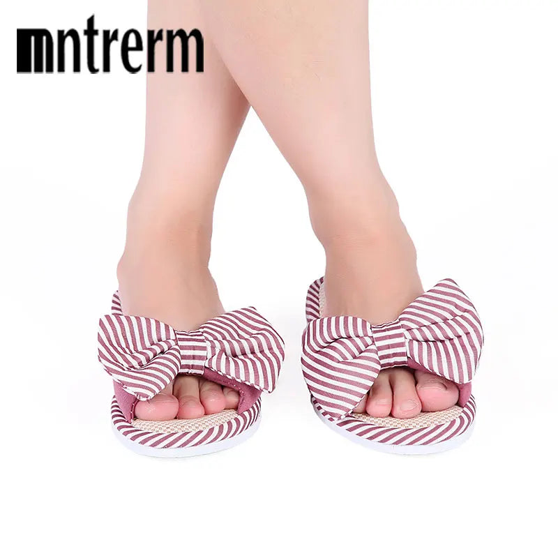 Mntrerm Hot Sale Spring And Autumn Bow House Slippers Women&