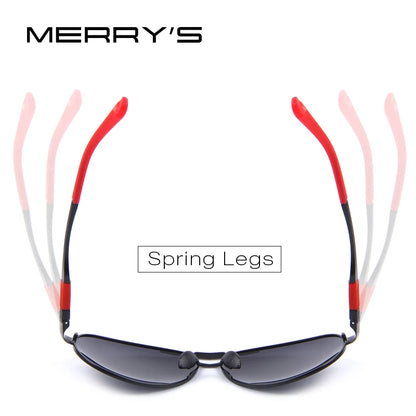 MERRYS DESIGN Men Classic Pilot Sunglasses HD Polarized Sunglasses For Driving Aviation Alloy Frame Spring Legs UV400 S8404