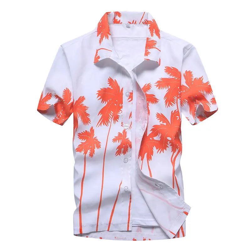 Fashion Mens Short Sleeve Hawaiian Shirt Fast drying Plus Size Asian Size M-5XL Summer Casual Floral Beach Shirts For Men