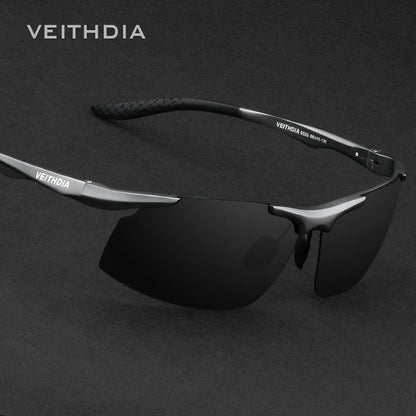 VEITHDIA Sunglasses Aluminum Men Polarized UV400 Lens Rectangle Rimless Driving Fishing Sun Glasses Sports Eyewear For Male 6535