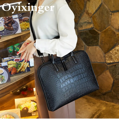 Ladies Computer Handbags For Women Office Handbag Girls Leather Shoulder Bag Woman Business Laptop Briefcases For Lenovo Hp Dell