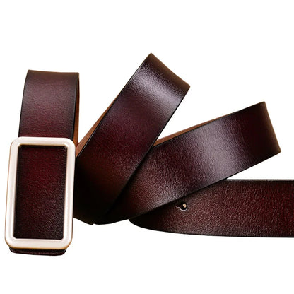 Genuine Leather Belts for Women Fashion Designer Pin Buckle Ladies Girdle Quality Second Layer Cow Skin Female Jeans Strap Blue