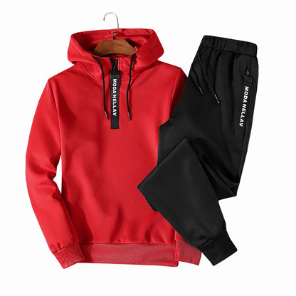 Sets Tracksuit Men Autumn Winter Hooded Sweatshirt Drawstring Outfit Sportswear Suit Pullover Two Piece Set Casual