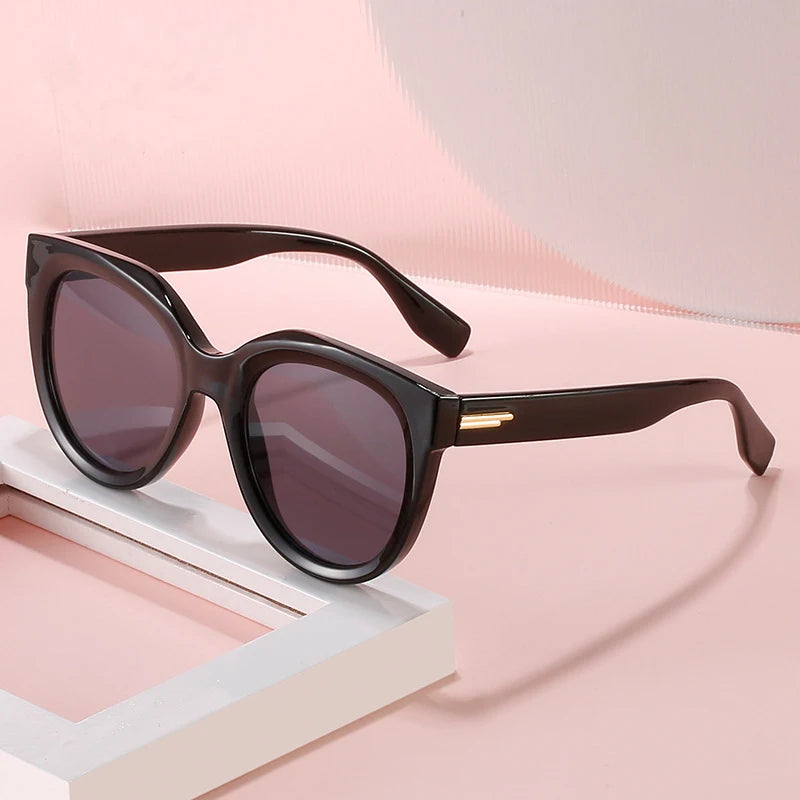 Fashion Pink Rivet Round Women Sunglasses Gradient Lens Eyewear Shade Retro 90s Square Decor Acrylic Men Sun Glasses UV400