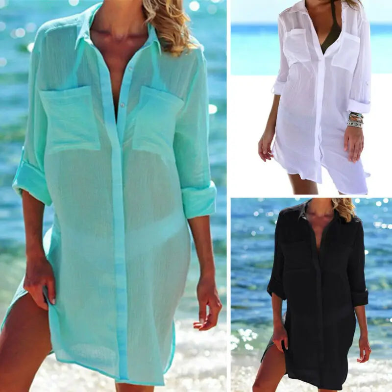 Hot Cotton Tunics for Beach Women Swimsuit Cover-ups Woman Swimwear Beach Cover up Beachwear Mini Dress Saida de Praia