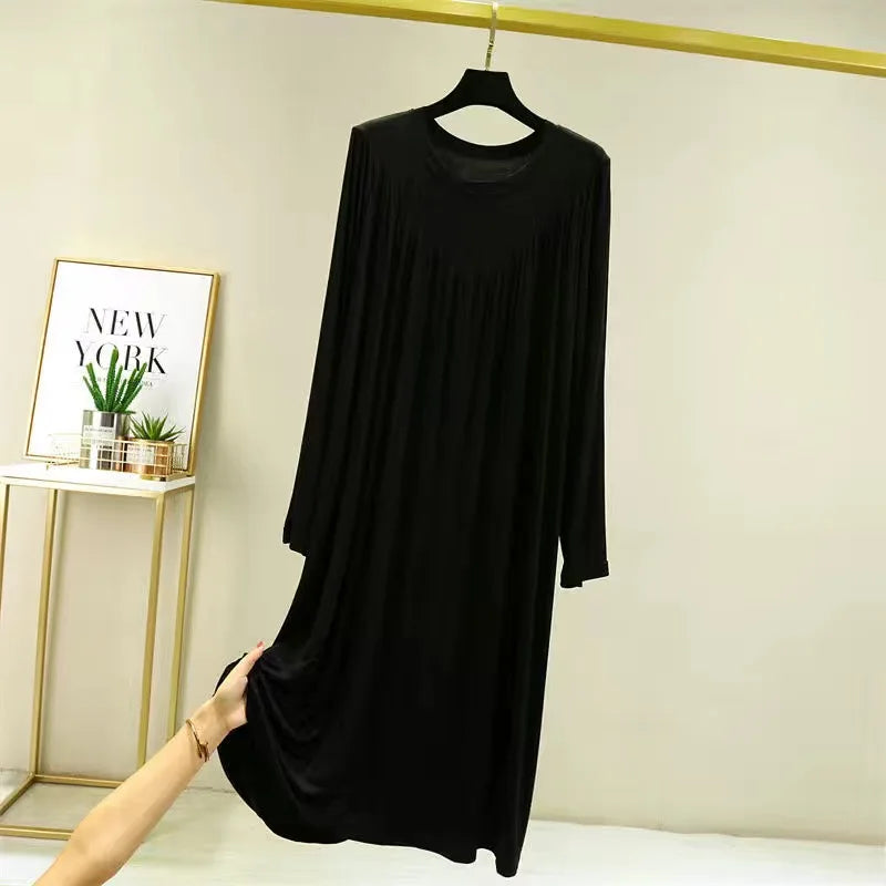 Casual Large Size Modal Cotton Nightgowns For Women Loose Long Sleeve Nightshirt Female Spring Autumn Summer Home Dresses