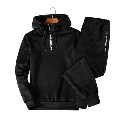 Sets Tracksuit Men Autumn Winter Hooded Sweatshirt Drawstring Outfit Sportswear Suit Pullover Two Piece Set Casual