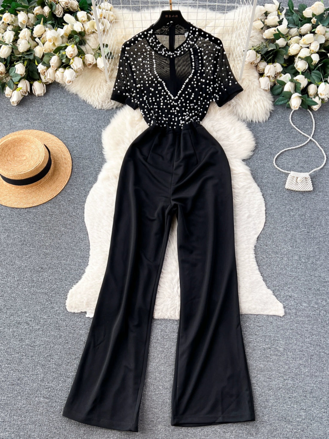 Fashion Sexy Wind Beaded Silm Accessible Luxury Jumpsuit