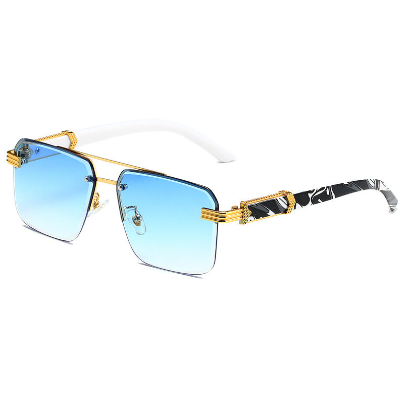 Semi-rimless Square Diamond Rimmed Sunglasses